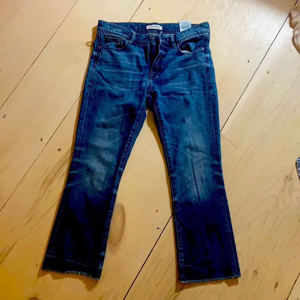 27 waist, banana republic, straight leg unfinished cuff